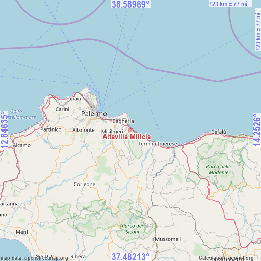 Altavilla Milicia on map