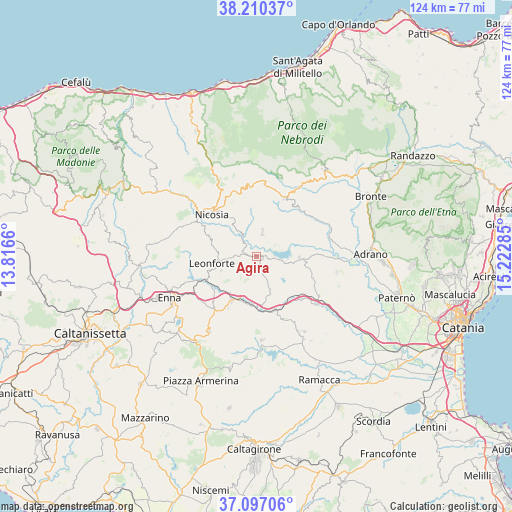 Agira on map