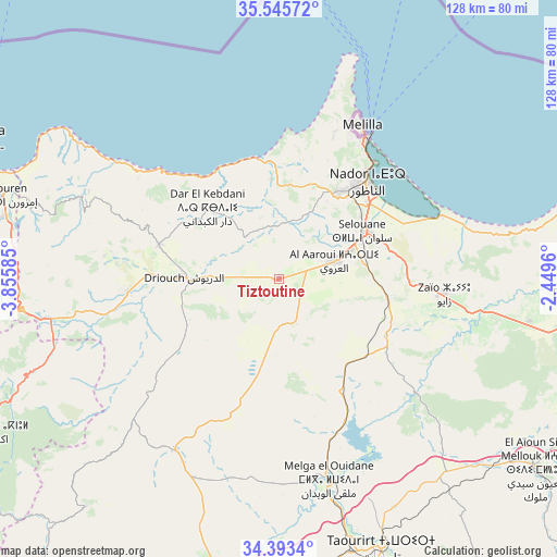 Tiztoutine on map