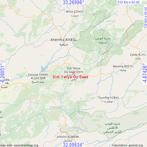 Sidi Yahya Ou Saad on map