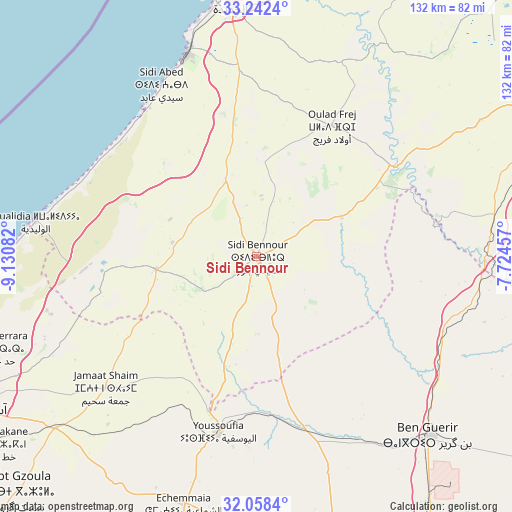 Sidi Bennour on map