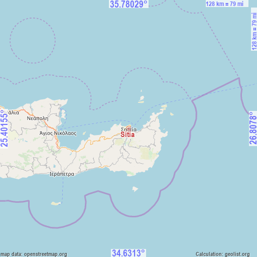 Sitia on map