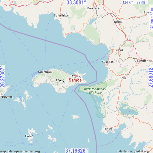 Samos on map