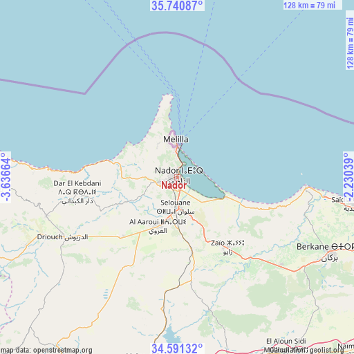 Nador on map