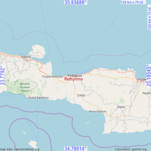 Rethymno on map