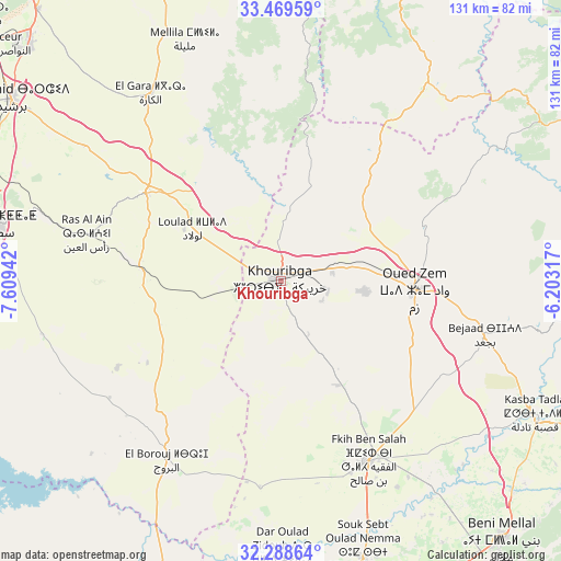 Khouribga on map