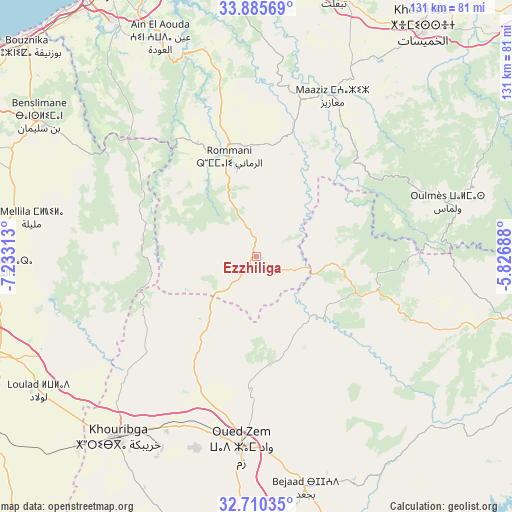 Ezzhiliga on map