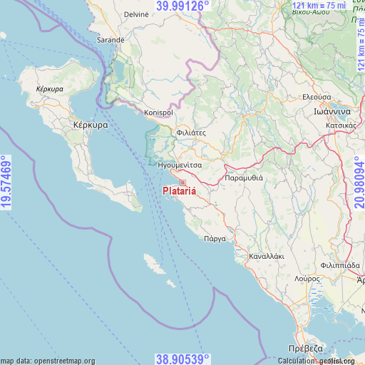 Platariá on map