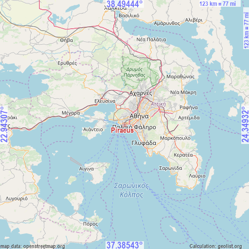 Piraeus on map