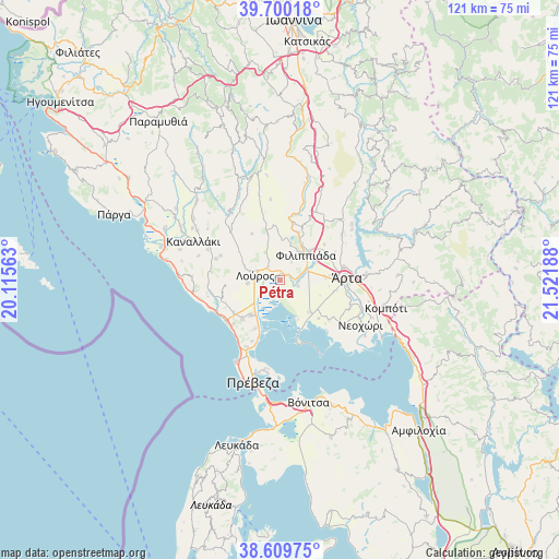 Pétra on map