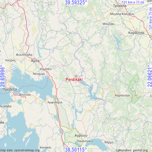 Perdikáki on map