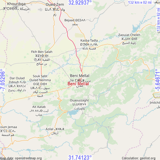 Beni Mellal on map