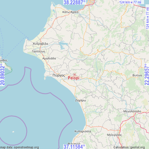 Pelópi on map