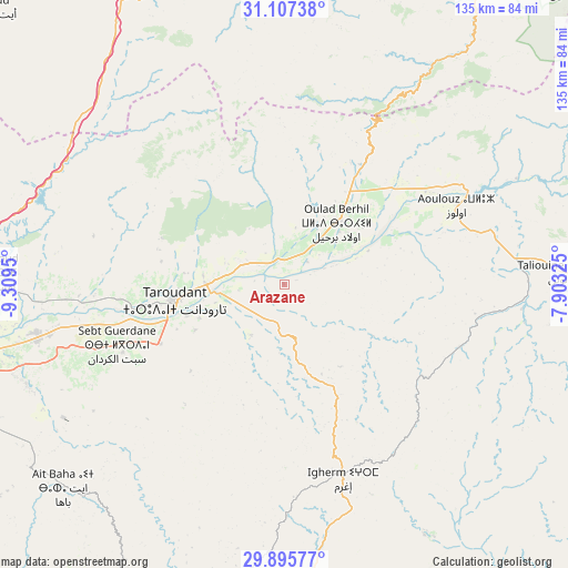 Arazane on map