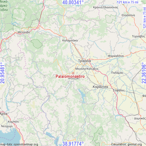 Palaiomonástiro on map