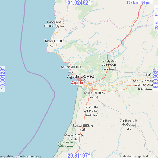 Agadir on map