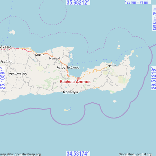 Pacheía Ámmos on map