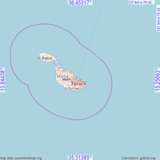 Xgħajra on map