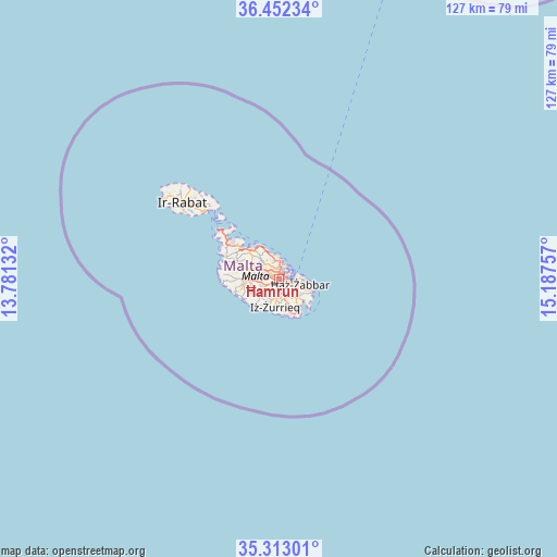 Ħamrun on map