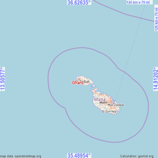 Għarb on map