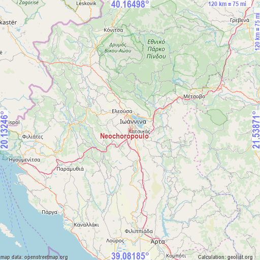 Neochorópoulo on map