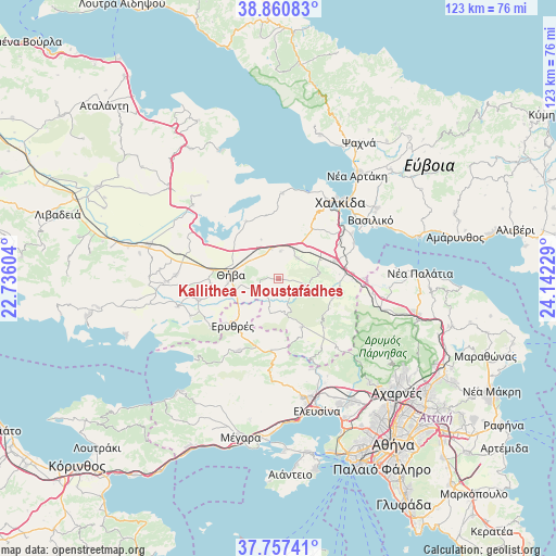 Kallithea - Moustafádhes on map