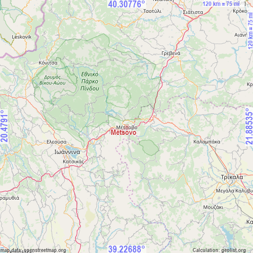 Metsovo on map