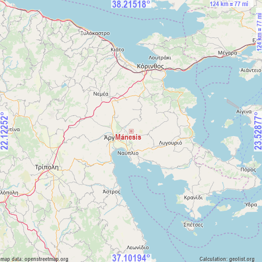 Mánesis on map