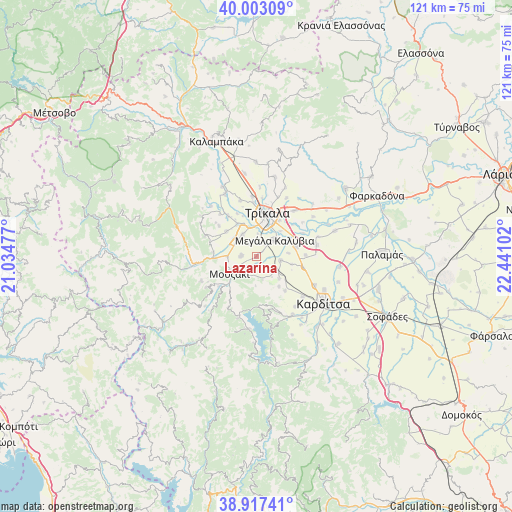 Lazarína on map