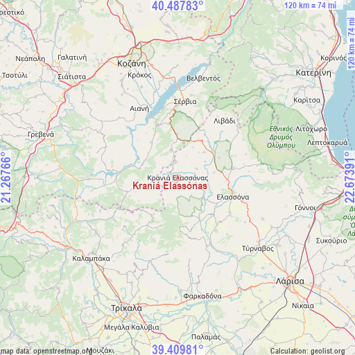 Kraniá Elassónas on map