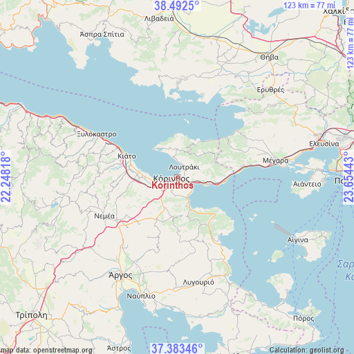 Kórinthos on map