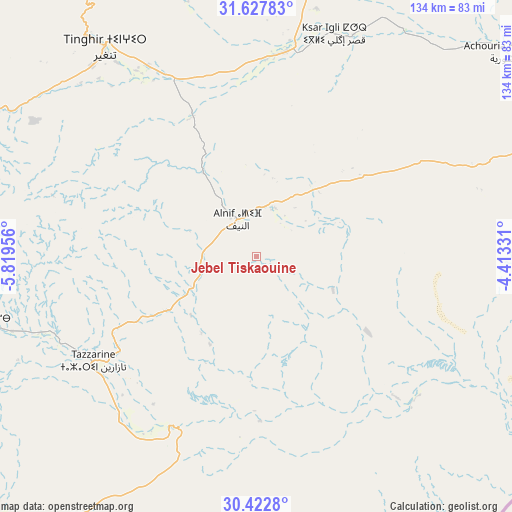 Jebel Tiskaouine on map