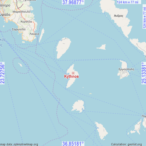 Kýthnos on map