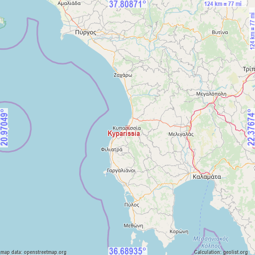 Kyparissía on map