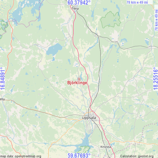 Björklinge on map