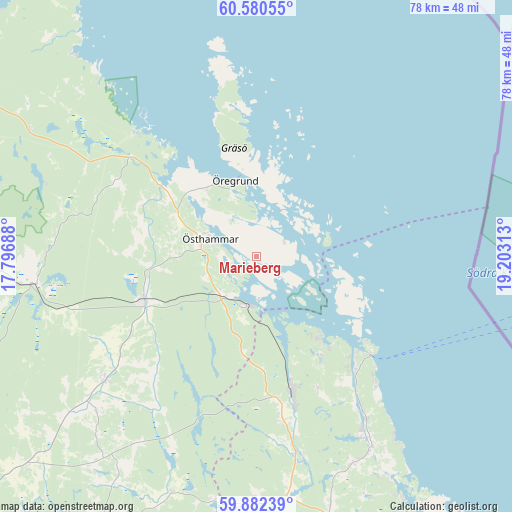 Marieberg on map