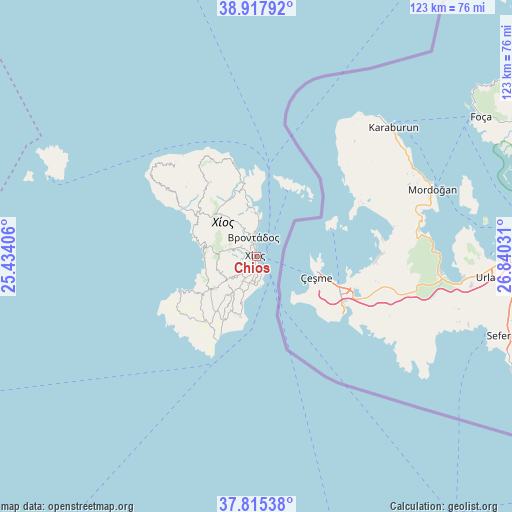 Chios on map