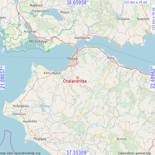 Chalandrítsa on map