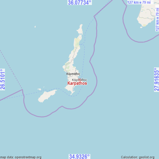 Karpathos on map