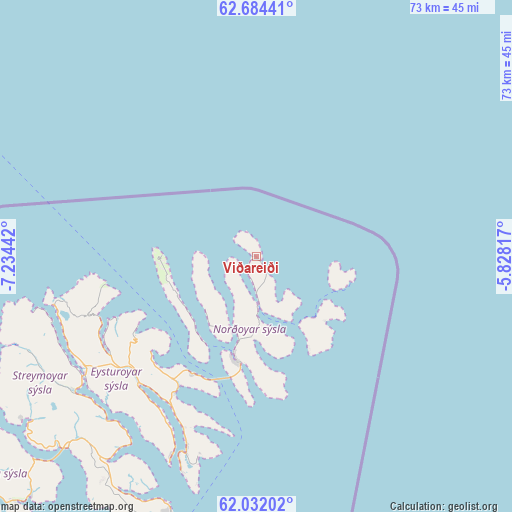 Viðareiði on map