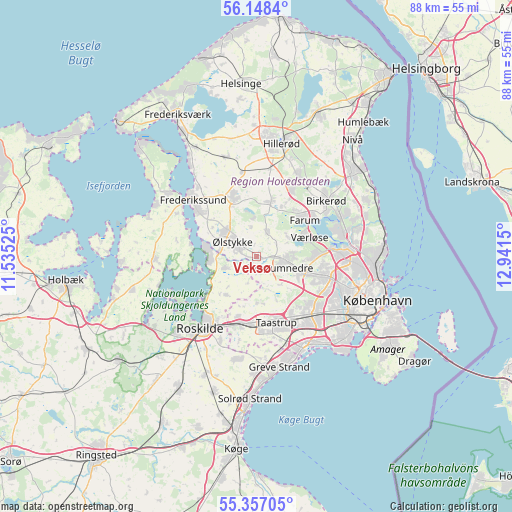 Veksø on map