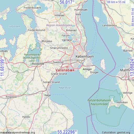 Vallensbæk on map