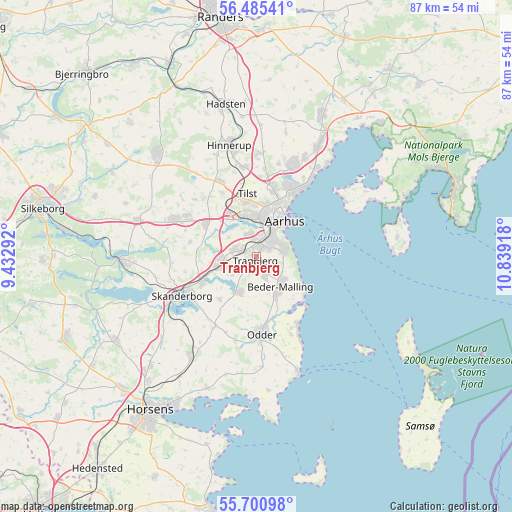 Tranbjerg on map