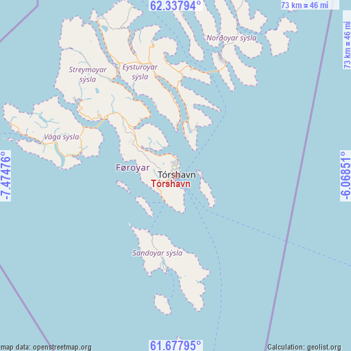 Tórshavn on map