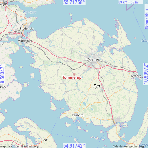 Tommerup on map