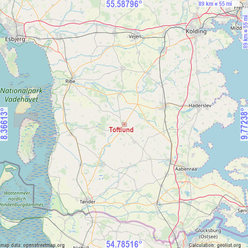 Toftlund on map