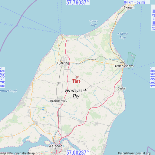 Tårs on map