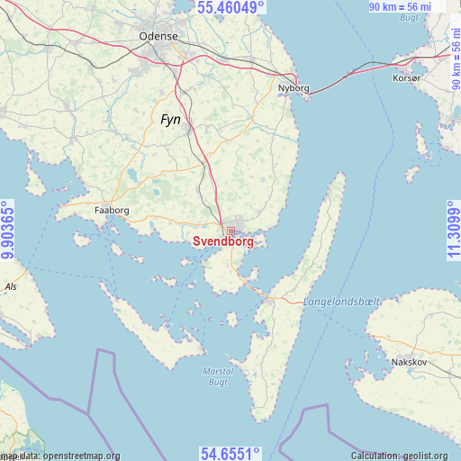 Svendborg on map