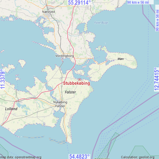 Stubbekøbing on map