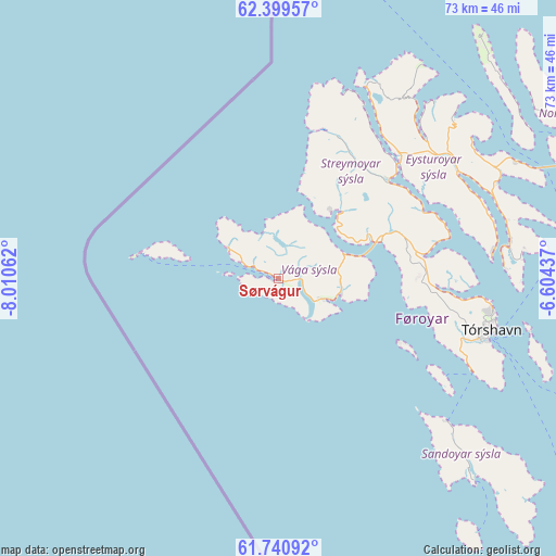 Sørvágur on map